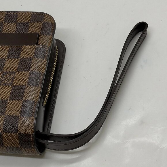 Authentic Louis Vuitton LV Clutch Saint Louis Ebene Brown Damier mn480-121325 - Picture 5 of 16